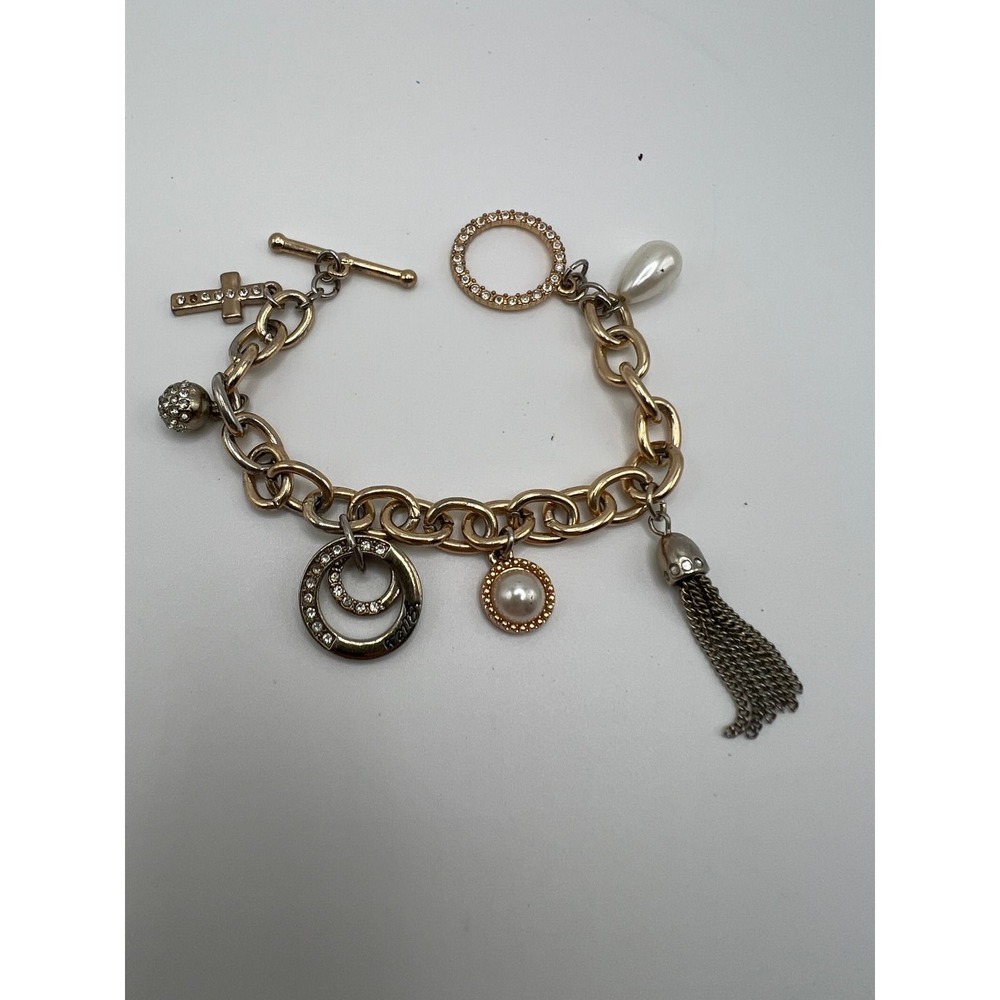 Guess Charm‎ Bracelet Y2K Boho Streetwear Gold Tone Metal 6.5in